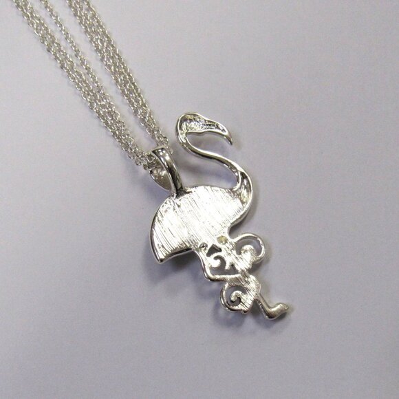 Silver Plated Abalone Shell Flamingo Charm Necklace Pendant - Picture 6 of 6